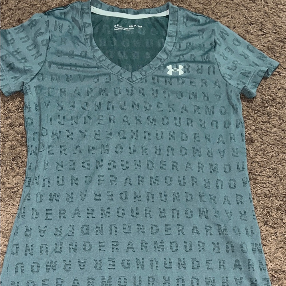 Under Armour Women's Teal Logo V-Neck Tee